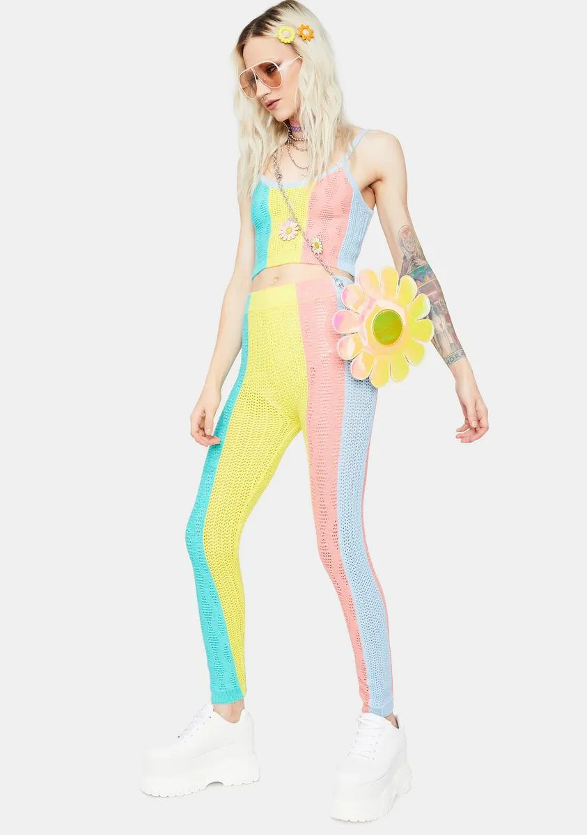 Rainbow Haze Colorblock Knit Leggings sold by Dolls Kill
