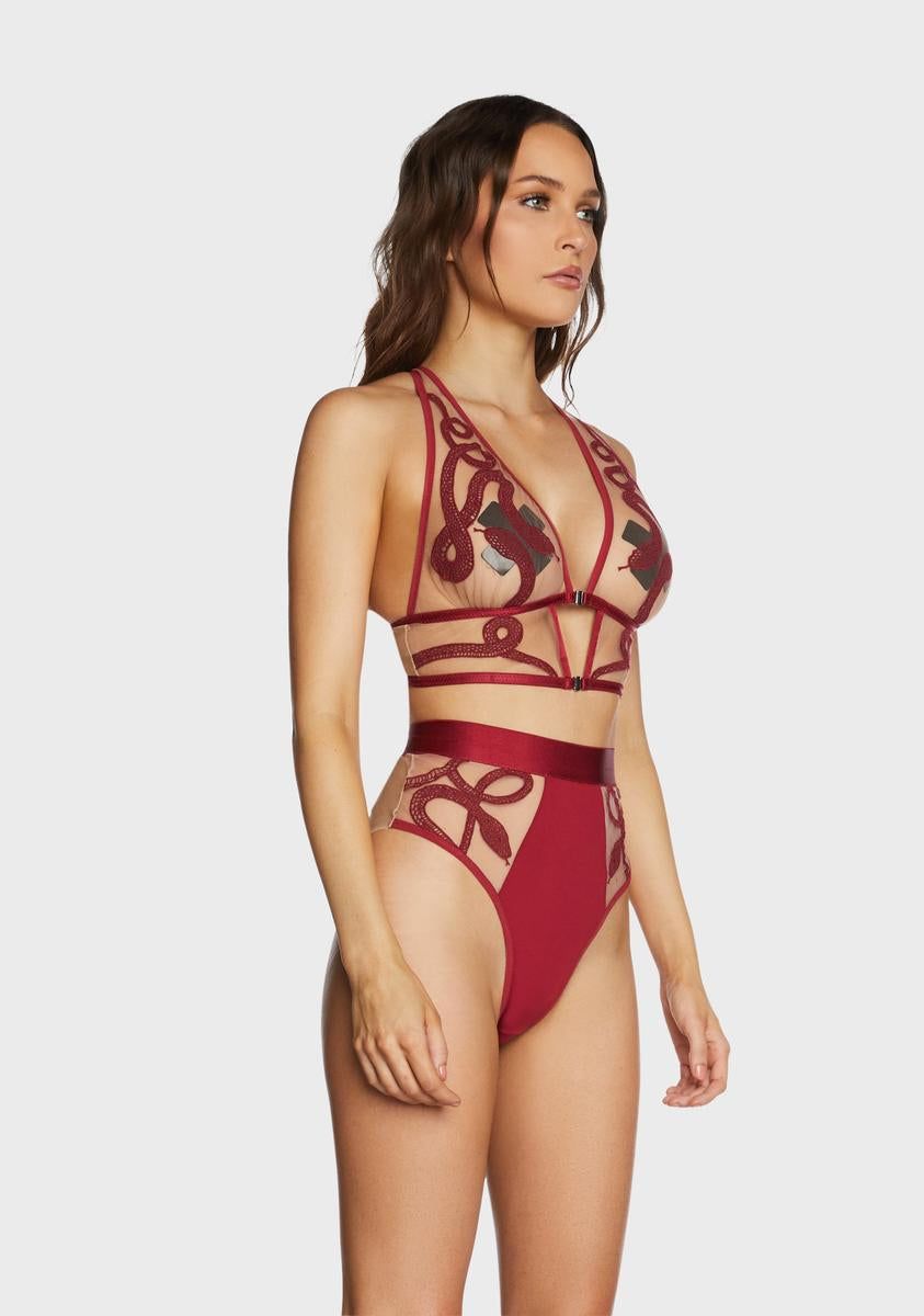 Dark Red Medusa Embroidered Bralette sold by Dolls Kill product image thumbnail 3