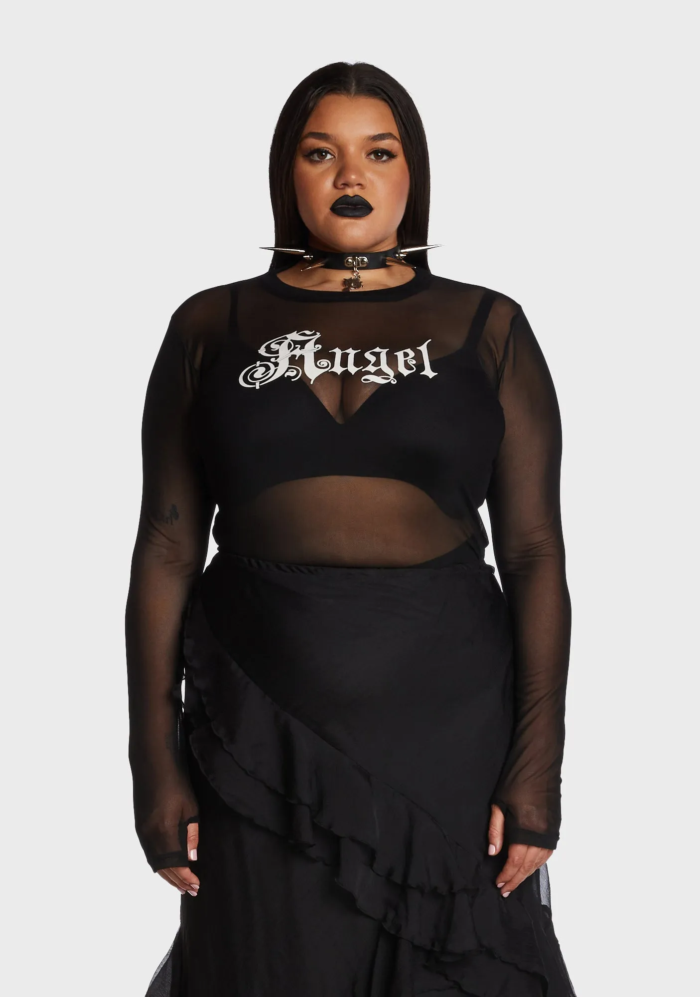Plus Underworld Rising Mesh Top sold by Dolls Kill