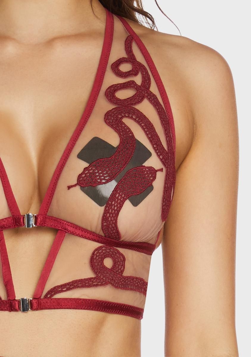 Dark Red Medusa Embroidered Bralette sold by Dolls Kill product image thumbnail 2