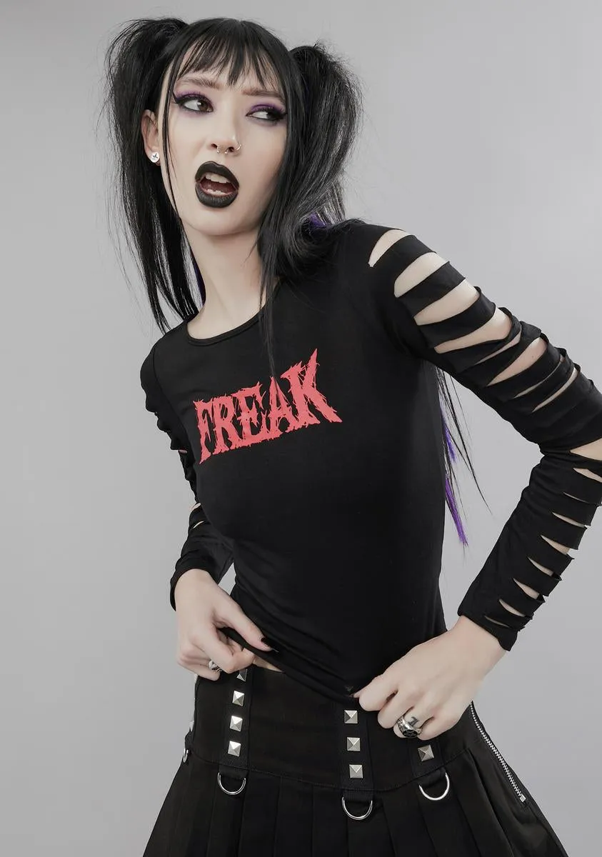 Mosh W Me Shredded Freak Top sold by Dolls Kill