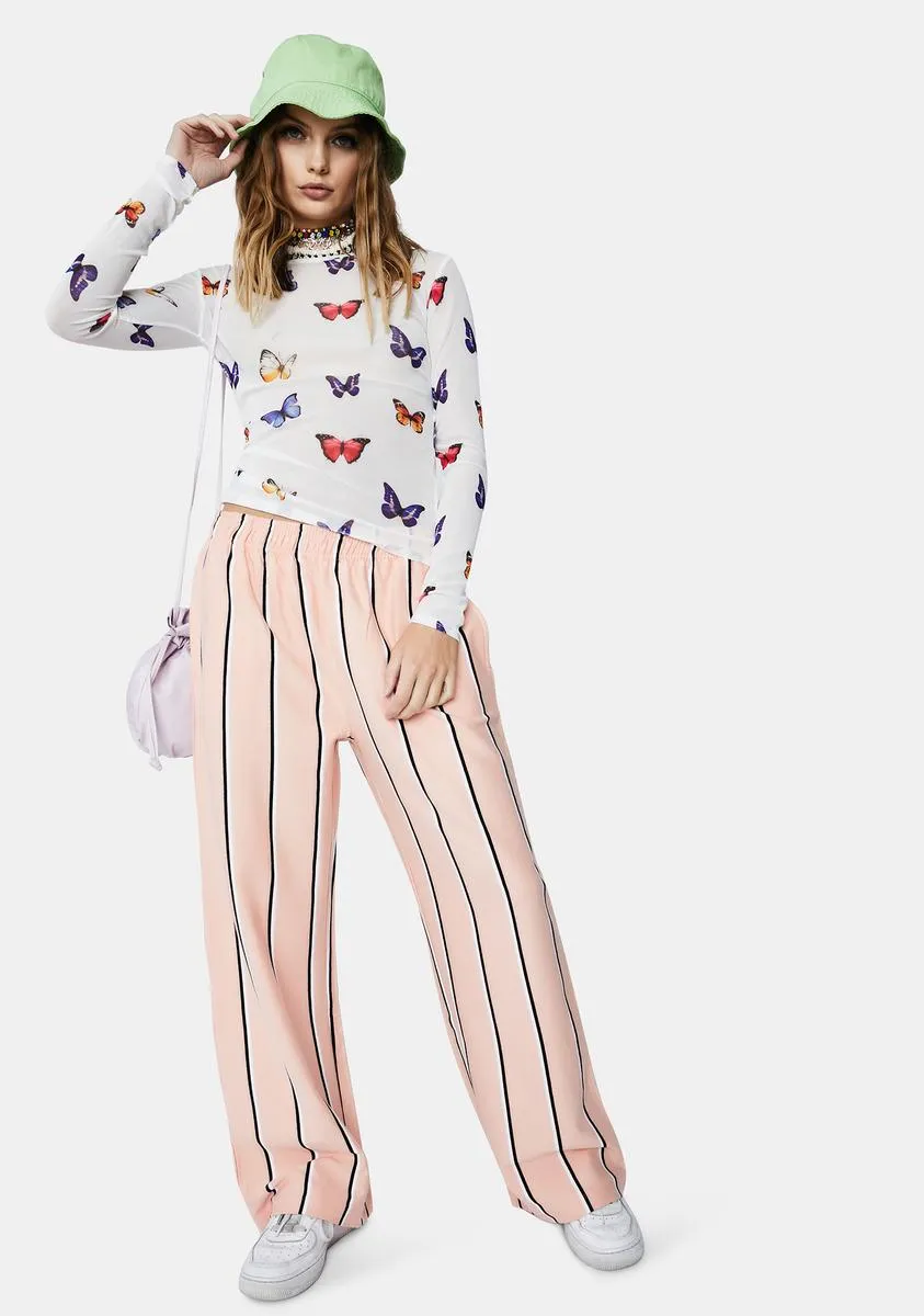 White Butterfly Print Mesh Top sold by Dolls Kill product image thumbnail 3