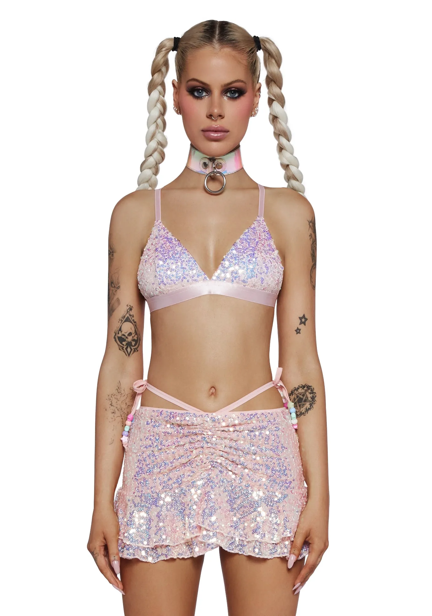 Ultrasonic Sphinx Bra Top - Light Pink sold by Dolls Kill
