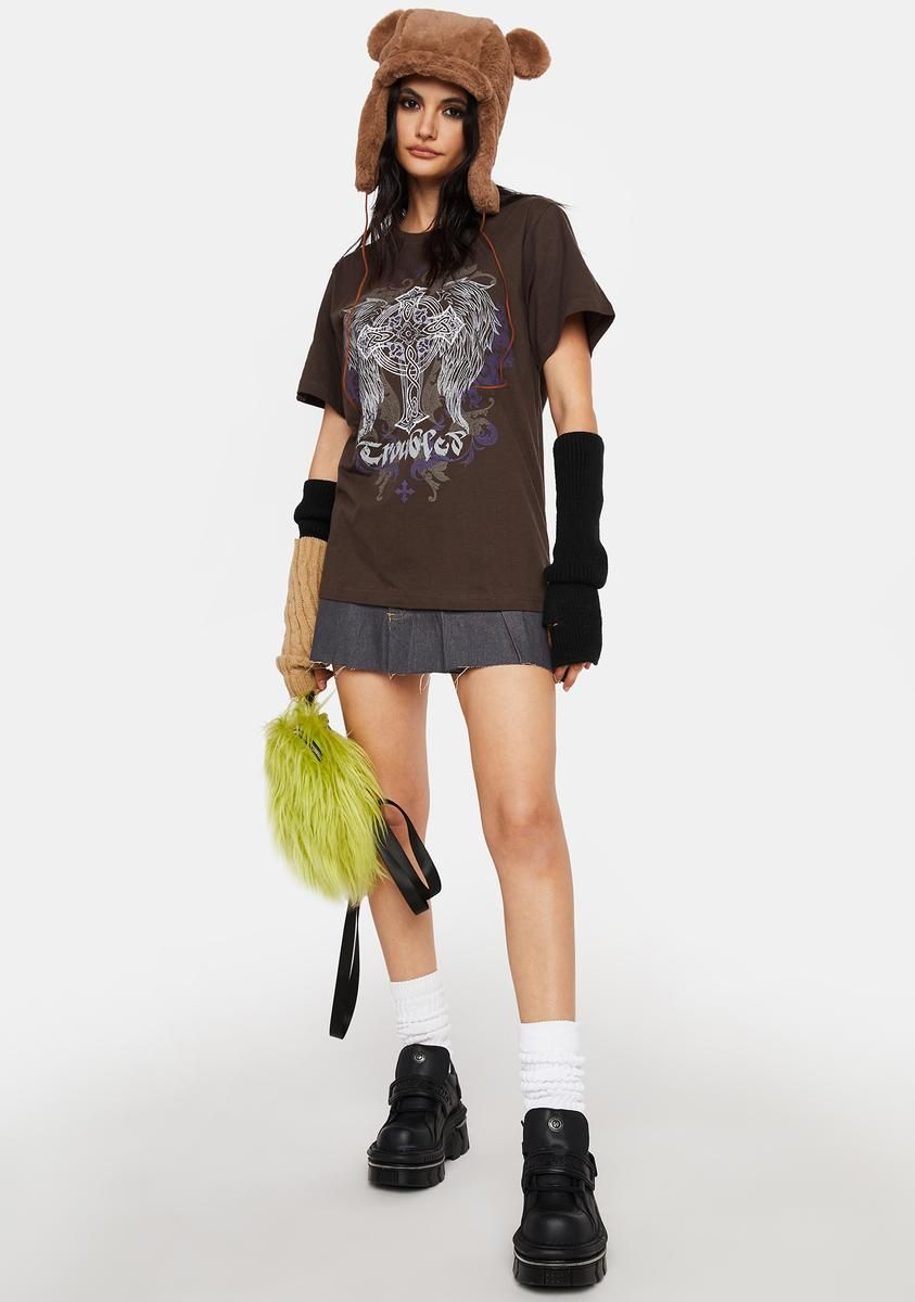 Winged Cross Brown Tee sold by Dolls Kill product image thumbnail 3