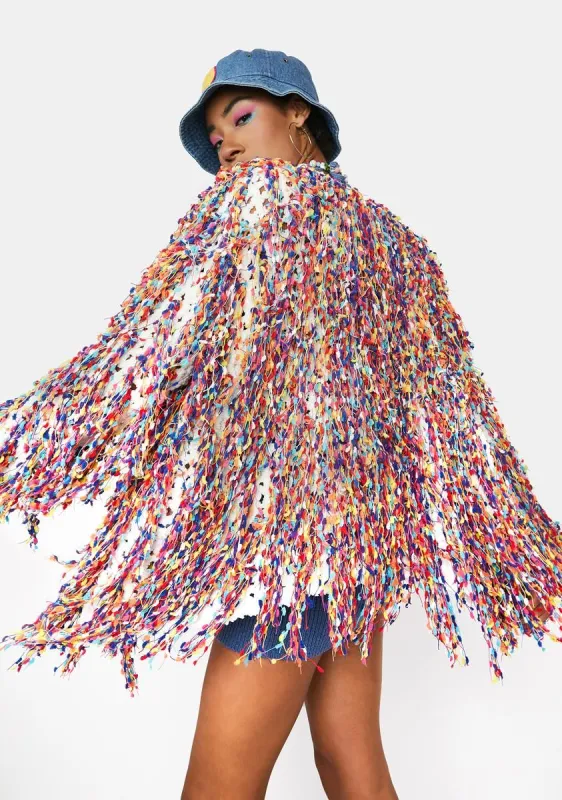 Show Your Flare Shaggy Cardigan sold by Dolls Kill