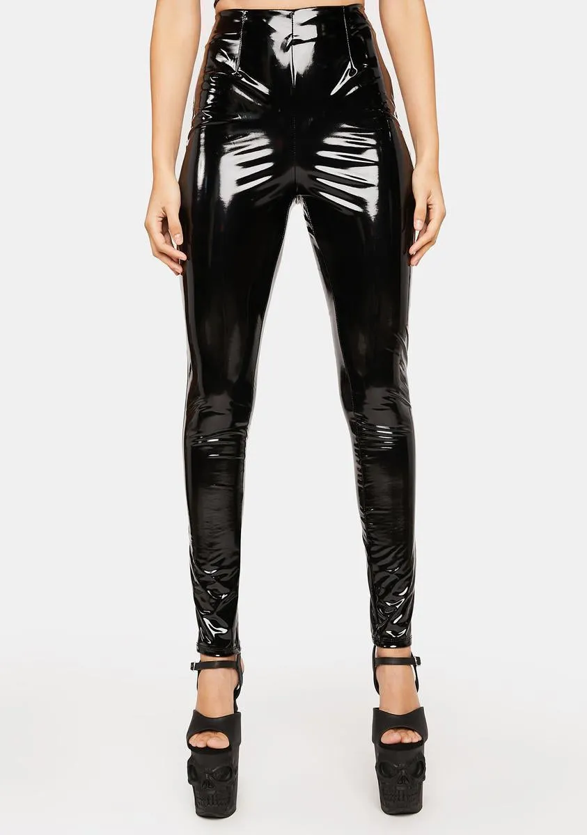 Headed To The Jet Vinyl Pants sold by Dolls Kill