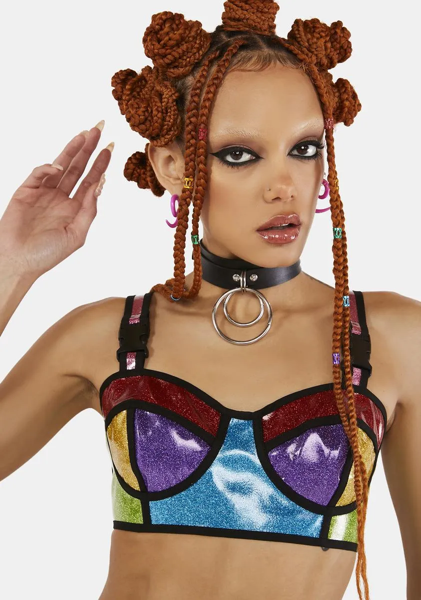 Rainbow Runner Glitter Bra Top sold by Dolls Kill