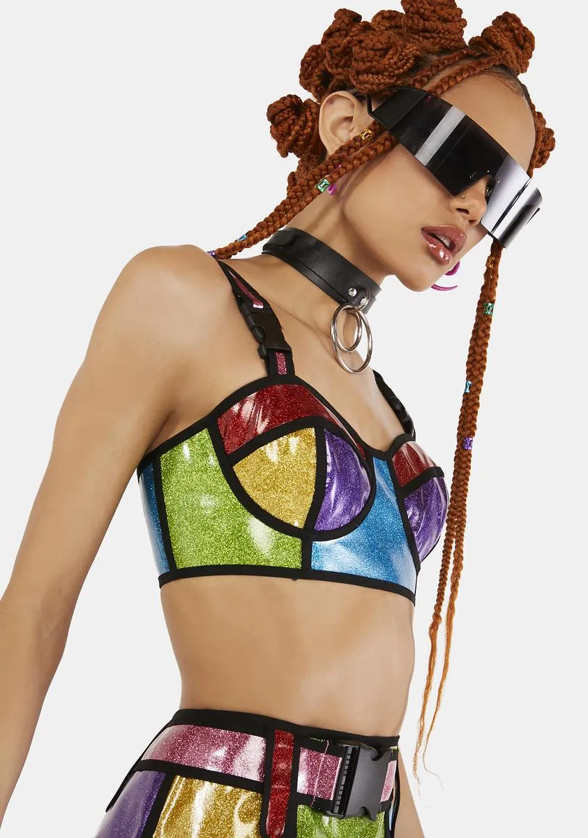 Rainbow Runner Glitter Bra Top sold by Dolls Kill product image thumbnail 2