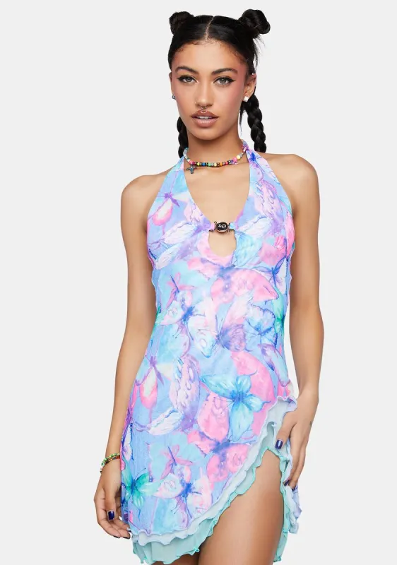 Pam Layered Halter Neck Mesh Dress sold by Dolls Kill