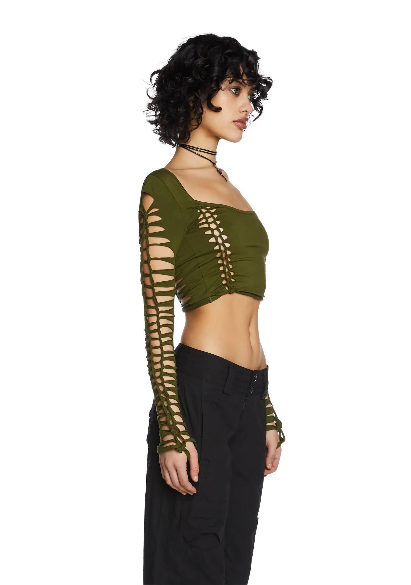 Alternative Spells Long Sleeve Top- Green sold by Dolls Kill product image thumbnail 3