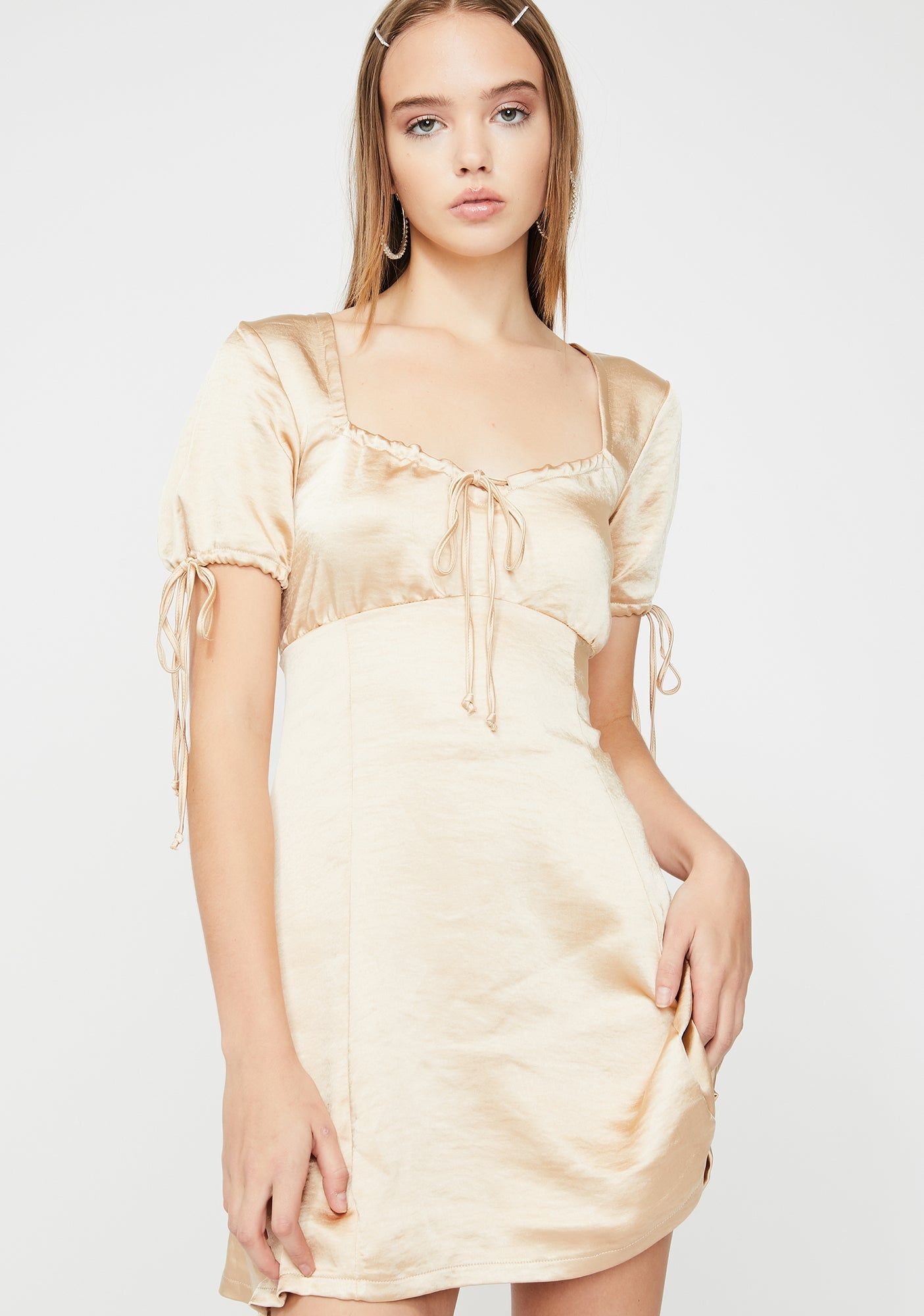 Gold Guenette Satin Dress sold by Dolls Kill