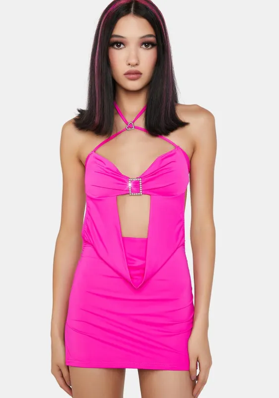 Fuchsia Beauty Glare Mini Dress sold by Dolls Kill