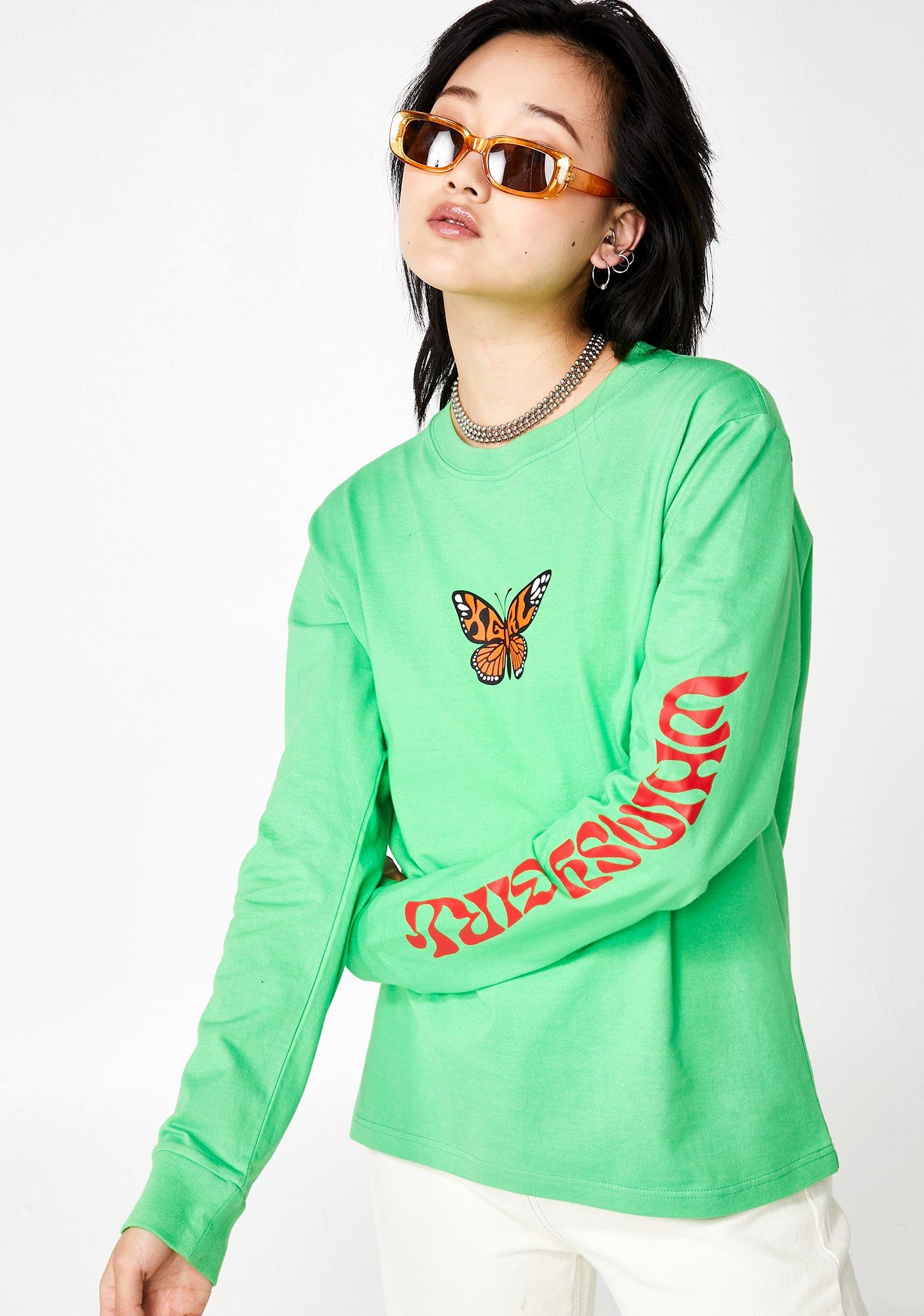 Butterfly Graphic Long Sleeve Tee sold by Dolls Kill