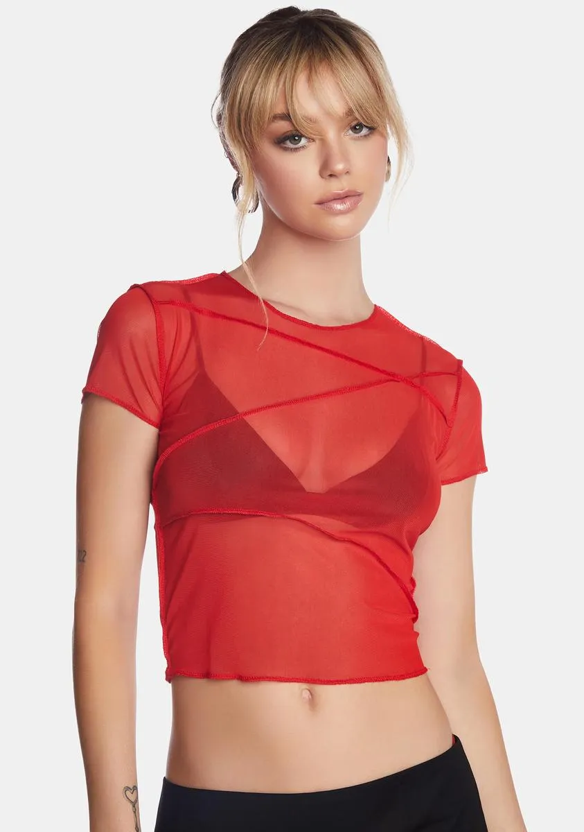Red Zorave Mesh Top sold by Dolls Kill