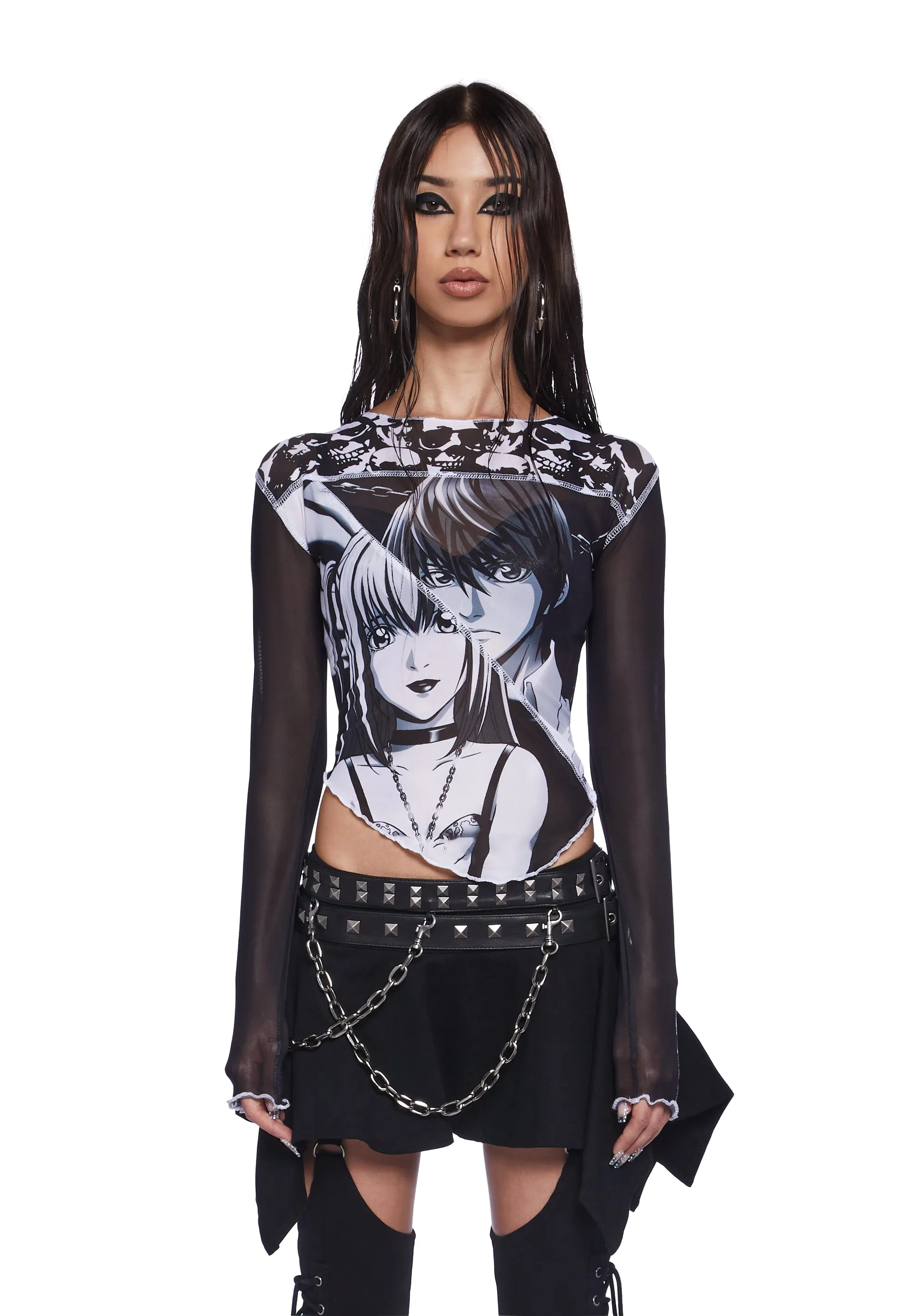 Unlikely Twosome Mesh Top sold by Dolls Kill