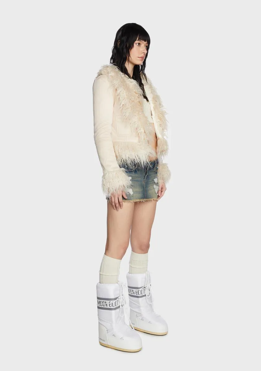 Cream Faux Fur Trim Coat sold by Dolls Kill product image thumbnail 2