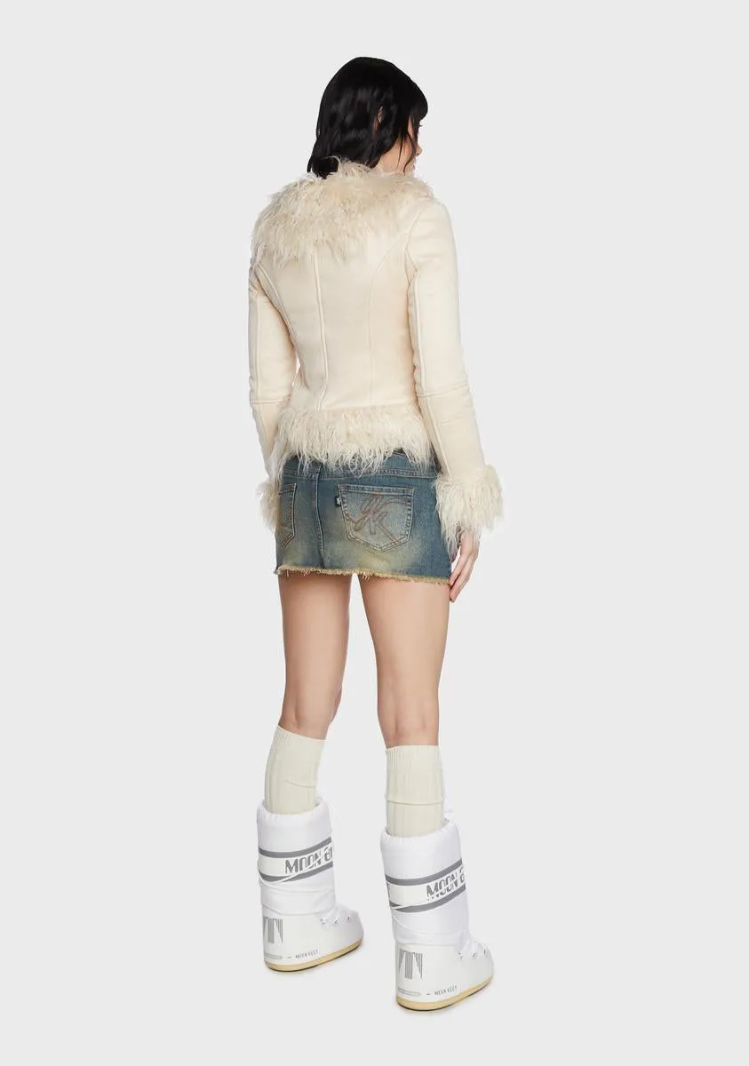 Cream Faux Fur Trim Coat sold by Dolls Kill product image thumbnail 3