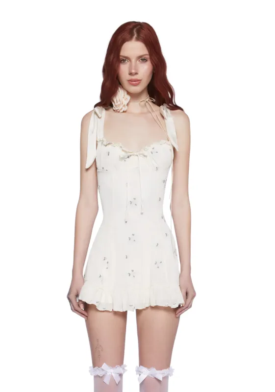 Wildflower Fables Mini Dress - Ivory sold by Dolls Kill