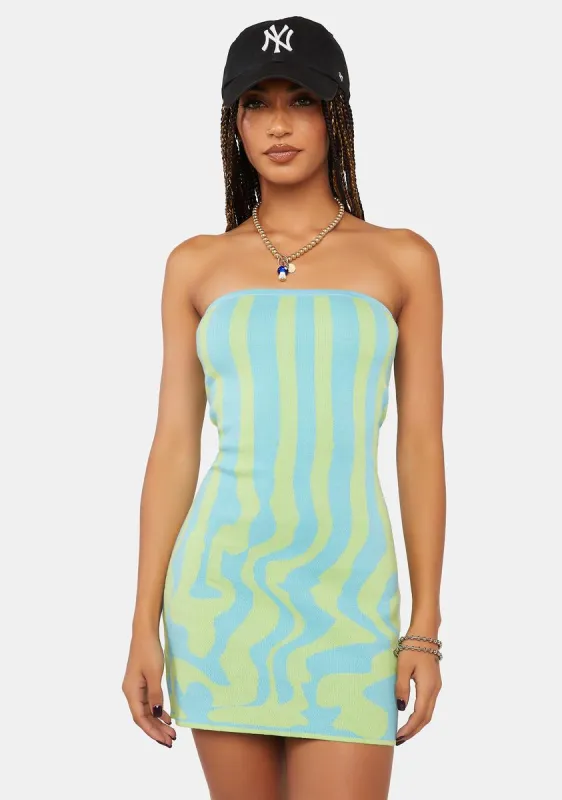 Wavy Stripe Bandeau Mini Dress sold by Dolls Kill