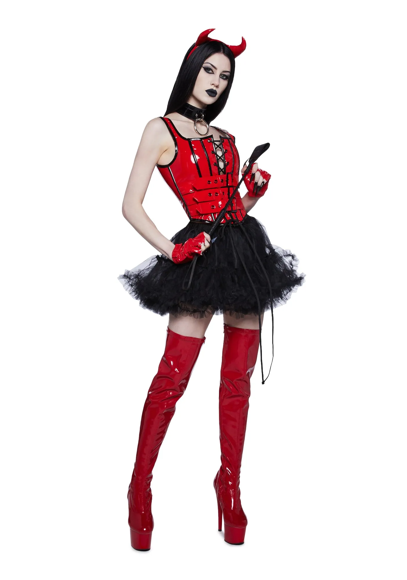 Haunted Shadows Corset Top - Red sold by Dolls Kill product image thumbnail 2