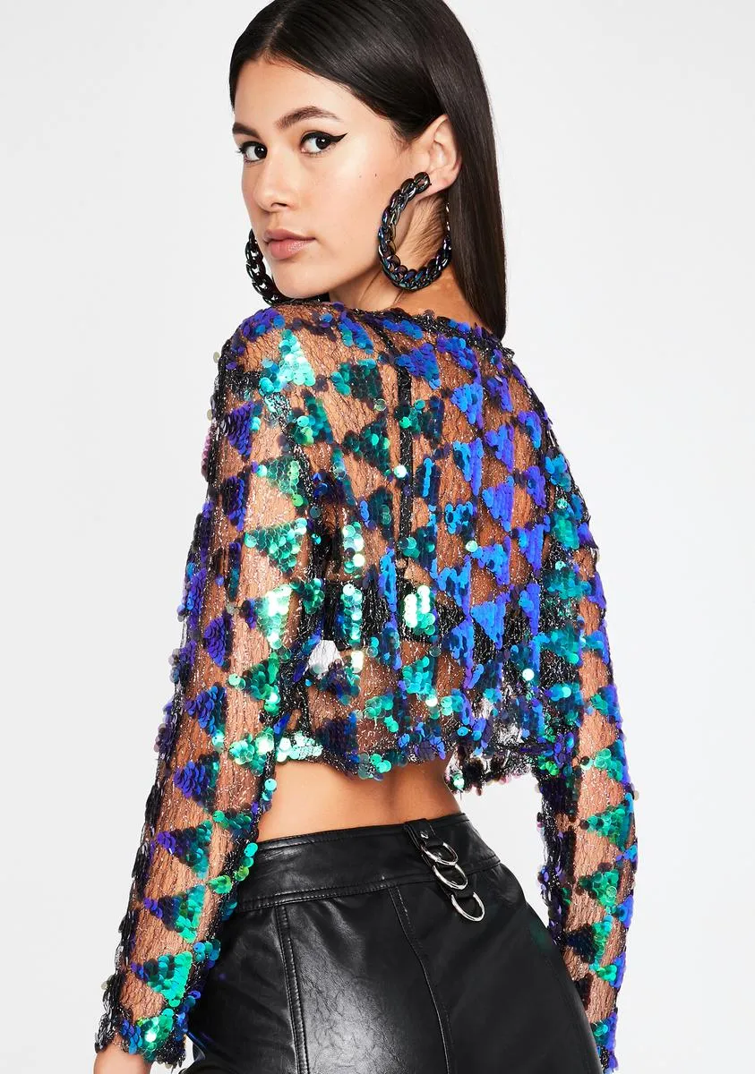 Dark Kiss Of Bliss Sequin Top sold by Dolls Kill product image thumbnail 4