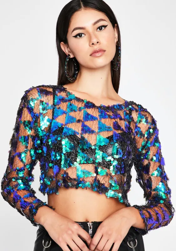 Dark Kiss Of Bliss Sequin Top sold by Dolls Kill