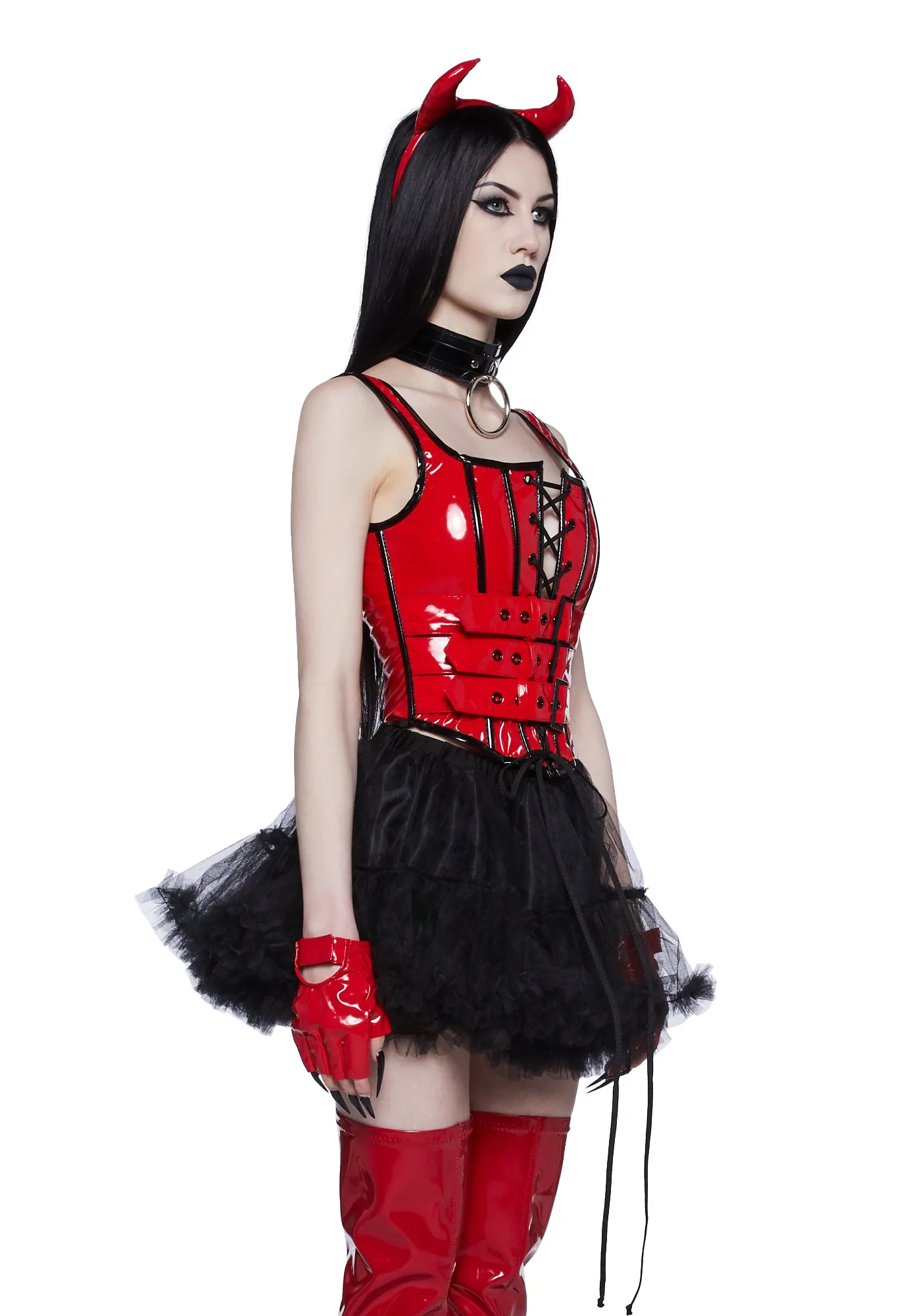 Haunted Shadows Corset Top - Red sold by Dolls Kill product image thumbnail 3