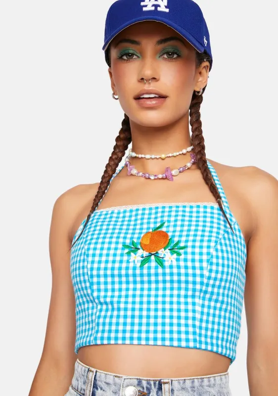 Flora Gingham Crop Top sold by Dolls Kill