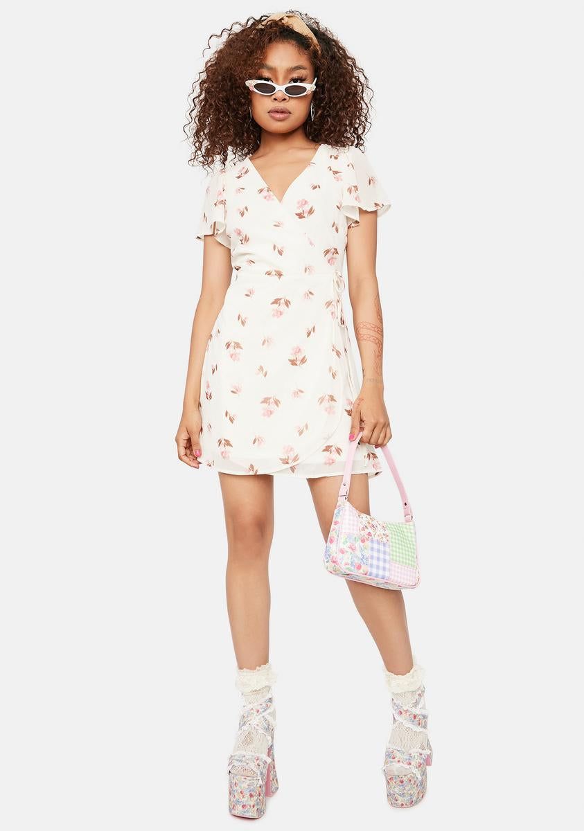Touch The Sunlight Floral Wrap Mini Dress sold by Dolls Kill product image thumbnail 3