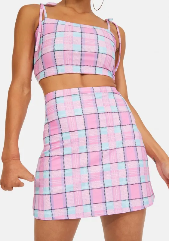 Pink Plaid Mini Skirt sold by Dolls Kill