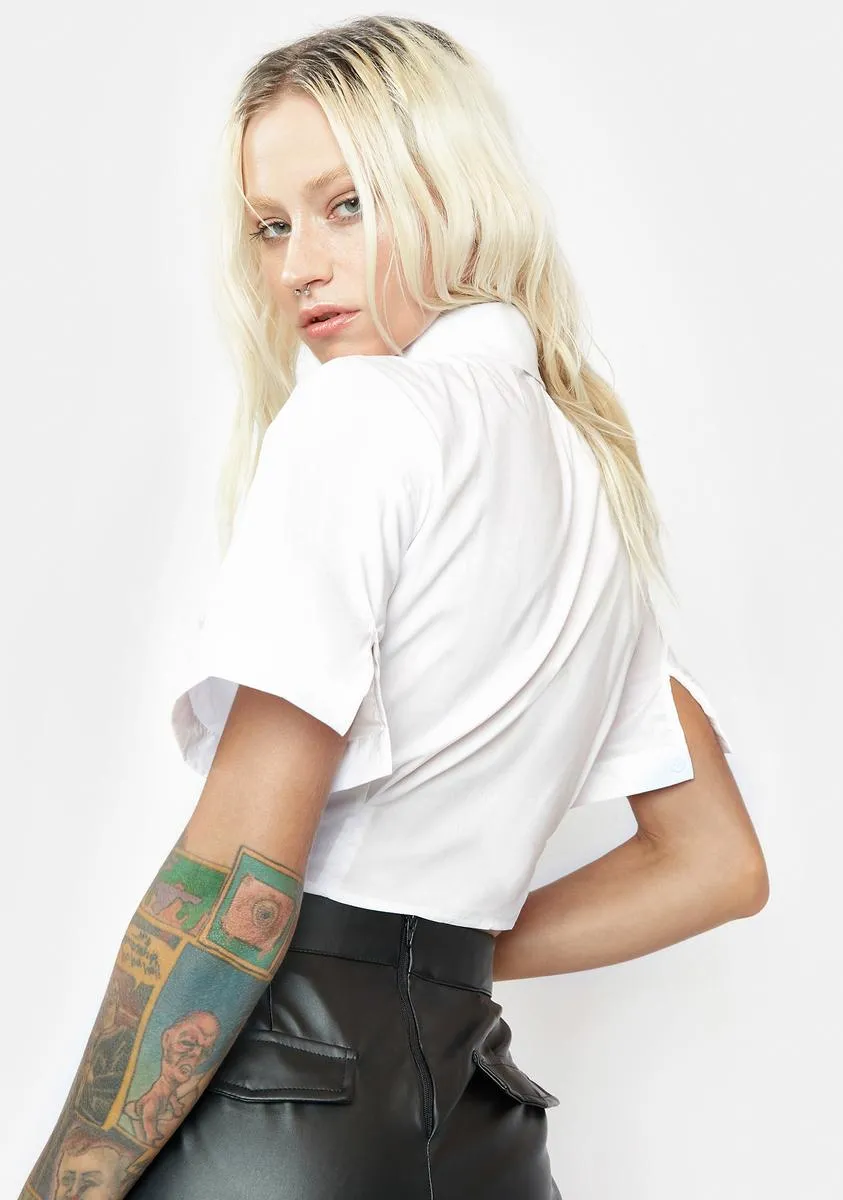 Chill Boss Attitude Button Up Crop Top sold by Dolls Kill product image thumbnail 4