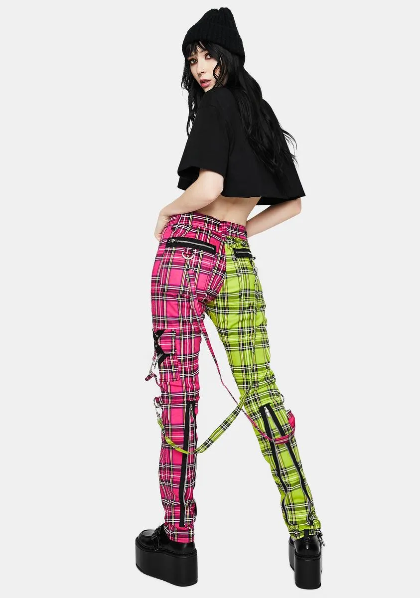 Lime Pink Madness Plaid Pants sold by Dolls Kill product image thumbnail 4