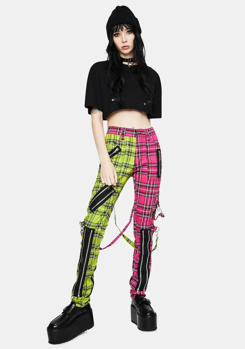 Lime Pink Madness Plaid Pants sold by Dolls Kill product image thumbnail 2