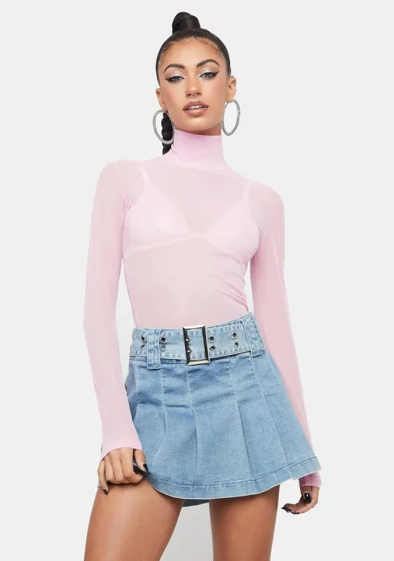 Lavender Mesh Turtleneck Top sold by Dolls Kill