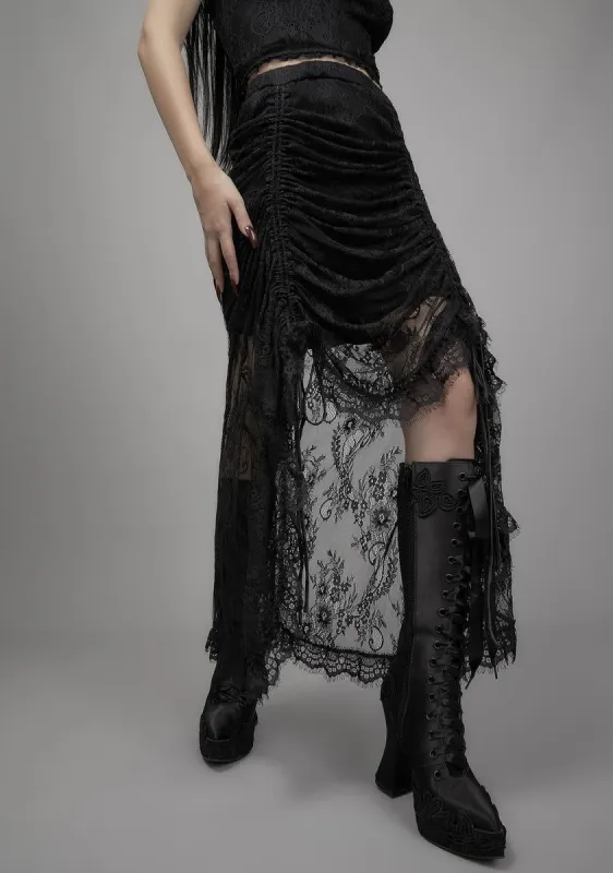 Grave Importance Lace Midi Skirt sold by Dolls Kill