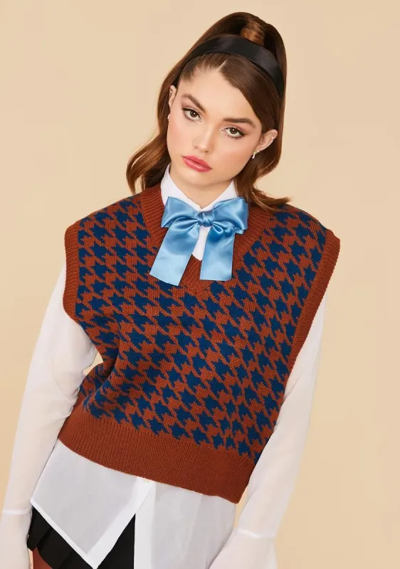 Cocoa Somebody Told Me Houndstooth Sweater Vest sold by Dolls Kill