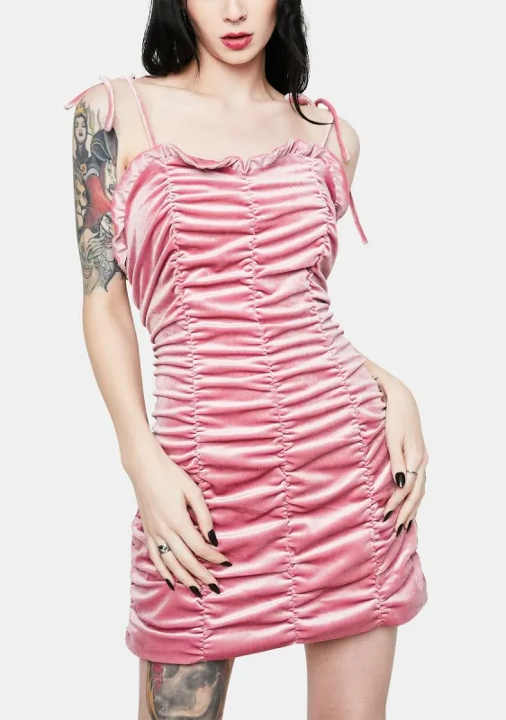 Rose Velvet Ruched Mini Dress sold by Dolls Kill