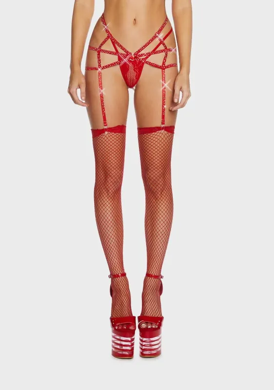 Hot Angelic Flirt Rhinestone Garter Belt sold by Dolls Kill
