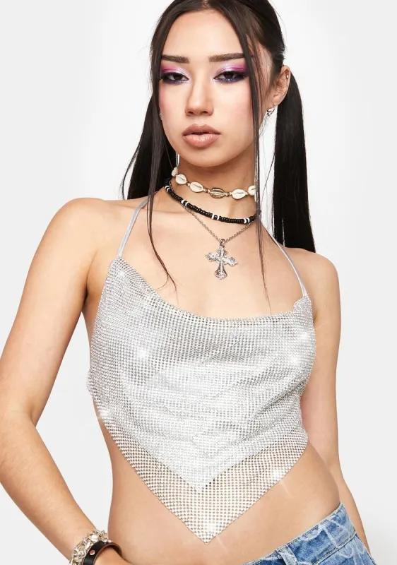 Diamond Rhinestone Cowl Neck Top sold by Dolls Kill