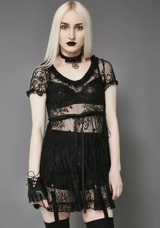 Shadow Kiss Lace Babydoll Dress sold by Dolls Kill