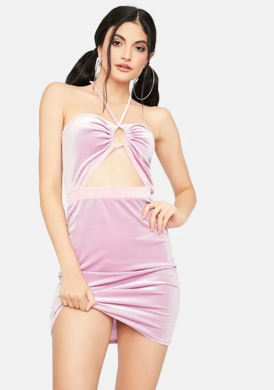 Mauve Trust In Chic Velour Halter Dress sold by Dolls Kill
