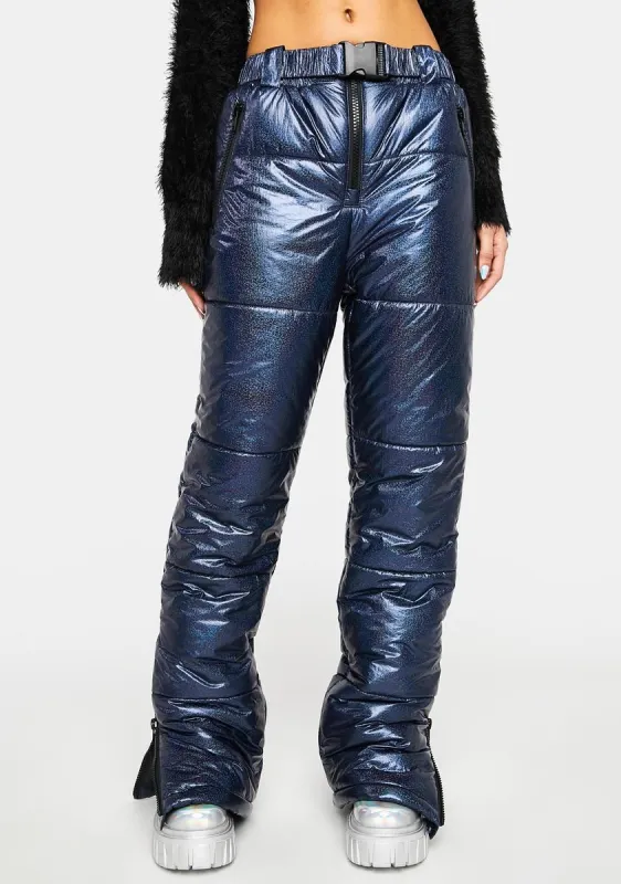 Navy Subzero Metallic Snow Pants sold by Dolls Kill