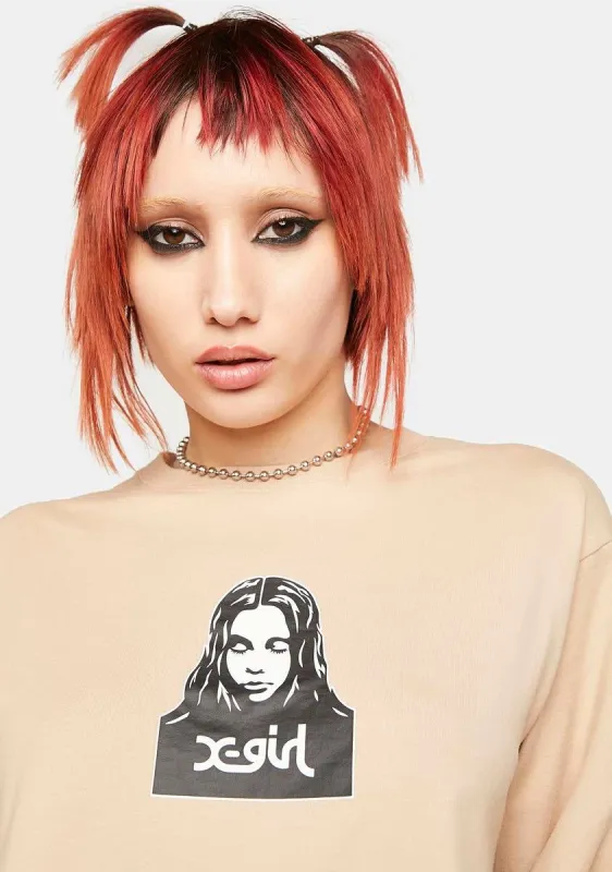 Face Graphic Logo Long Sleeve Graphic Tee sold by Dolls Kill
