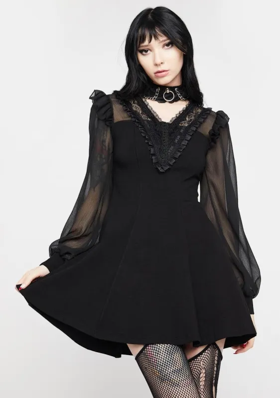 Gothic Mesh Sleeve Dress sold by Dolls Kill