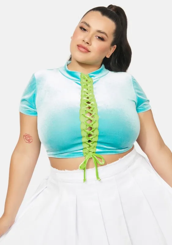 Plus Sky Modern Angel Velour Crop Top sold by Dolls Kill