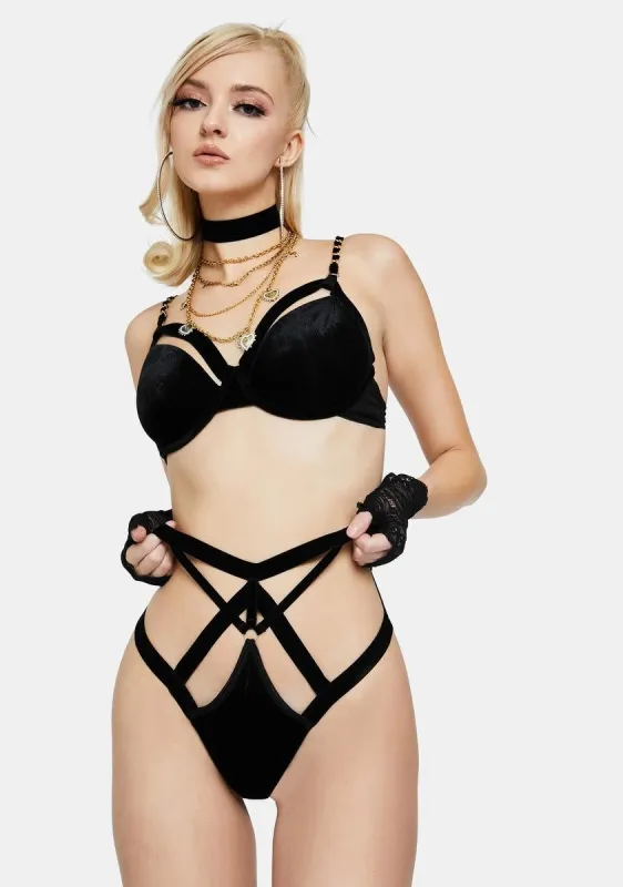 Your Everything Velvet Underwire Bra And Panty Set made by Dolls Kill