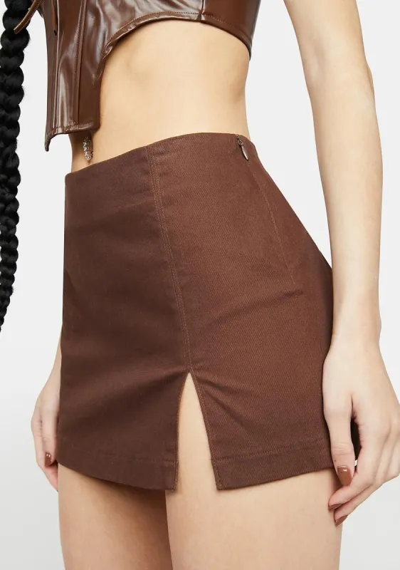 Espresso My Word Is Good Mini Skirt sold by Dolls Kill