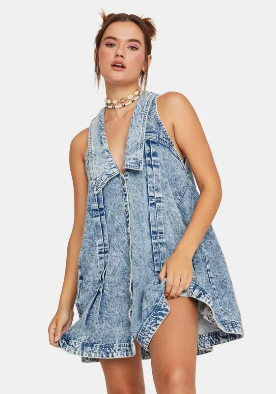 Katie Denim Mini Dress sold by Dolls Kill