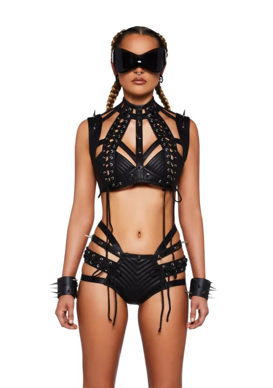 Spiked Rude Awakening Harness Bra Top sold by Dolls Kill