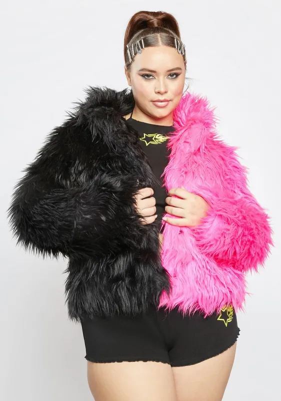 Real Sweet Balancing Act Faux Fur Jacket sold by Dolls Kill